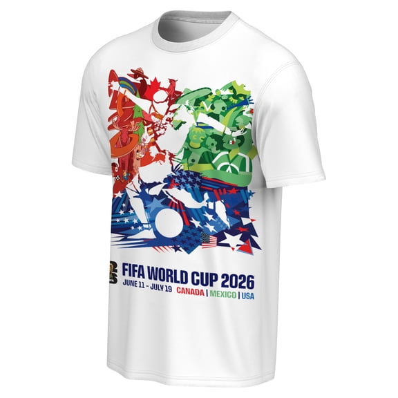 Men's Outerstuff White USA, Mexico & Canada FIFA World Cup 2026 Tournament Poster T-Shirt