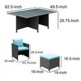 thumbnail image 2 of 6 Chair and 4 Ottoman Wicker Patio Set with Rectangular Table Blue and Gray, 2 of 5