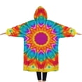 thumbnail image 2 of Oversized Wearable Blanket Hoodie,Colorful Tie Dye Mandala Pattern Sherpa Blanket Hoodie with Super Pockets,Super Warm Fuzzy Pullover for Women & Men, 2 of 6