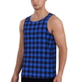 thumbnail image 2 of Xecao Buffalo Plaid Blue Black Men's Tank Top Workout Quick Dry Sleeveless Gym Jogging Muscle Shirts Summer Swim Beach Tops, 2 of 9