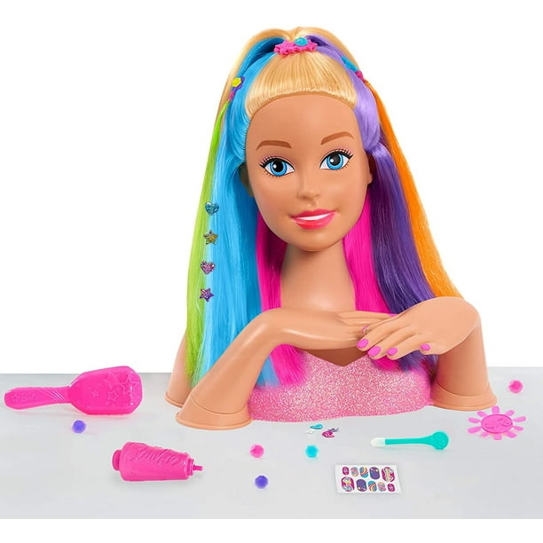 Barbie Rainbow Sparkle Deluxe Styling Head Cabello rubio, Just Play Just  Play