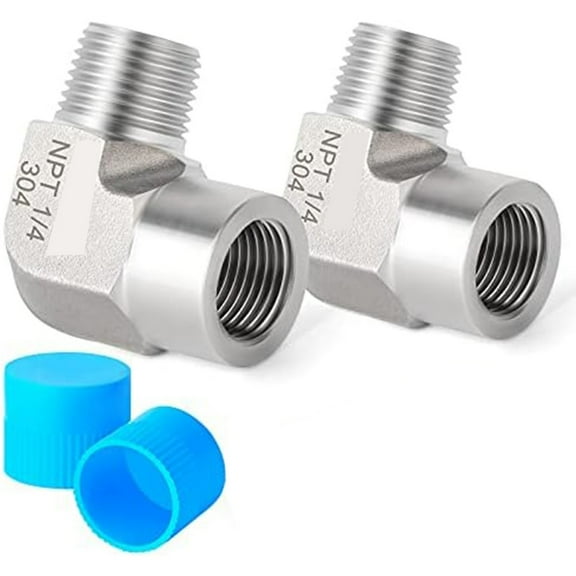 2PCS 304 Stainless Steel 90 Degree Elbow, 1/4 In NPT Male to 1/4 In NPT Female