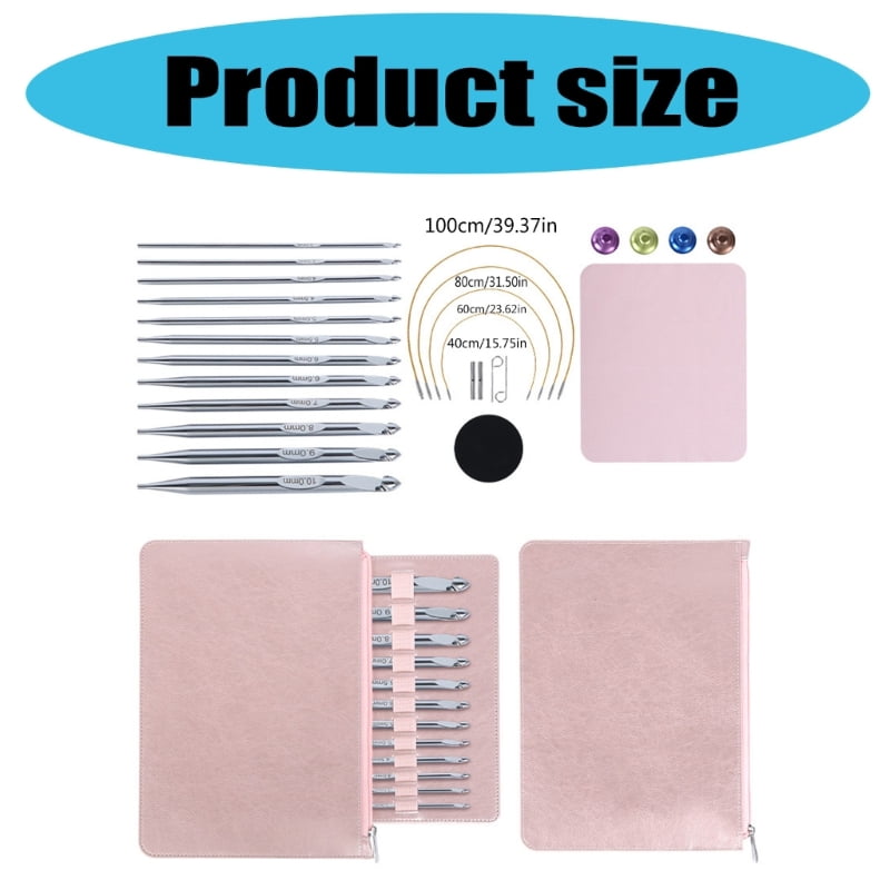 Zecic Aluminum Tunisian Crochet Hook Needle with Case for Knitting Weaving