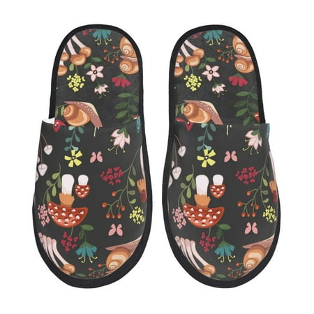 Balery Mushroom With Snails Slient Indoor Furry Fleece Comfort House Shoes Soft Non-Slip Home Shoes Cotton slippers House Slippers-- Medium