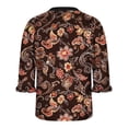 thumbnail image 5 of Plus Size Tops for Women Vintage Ethnic Printed Shirt V Neck Ruffle Short Sleeve Top Pleated Front Blouses Dressy Casual Summer Clothes, 5 of 6