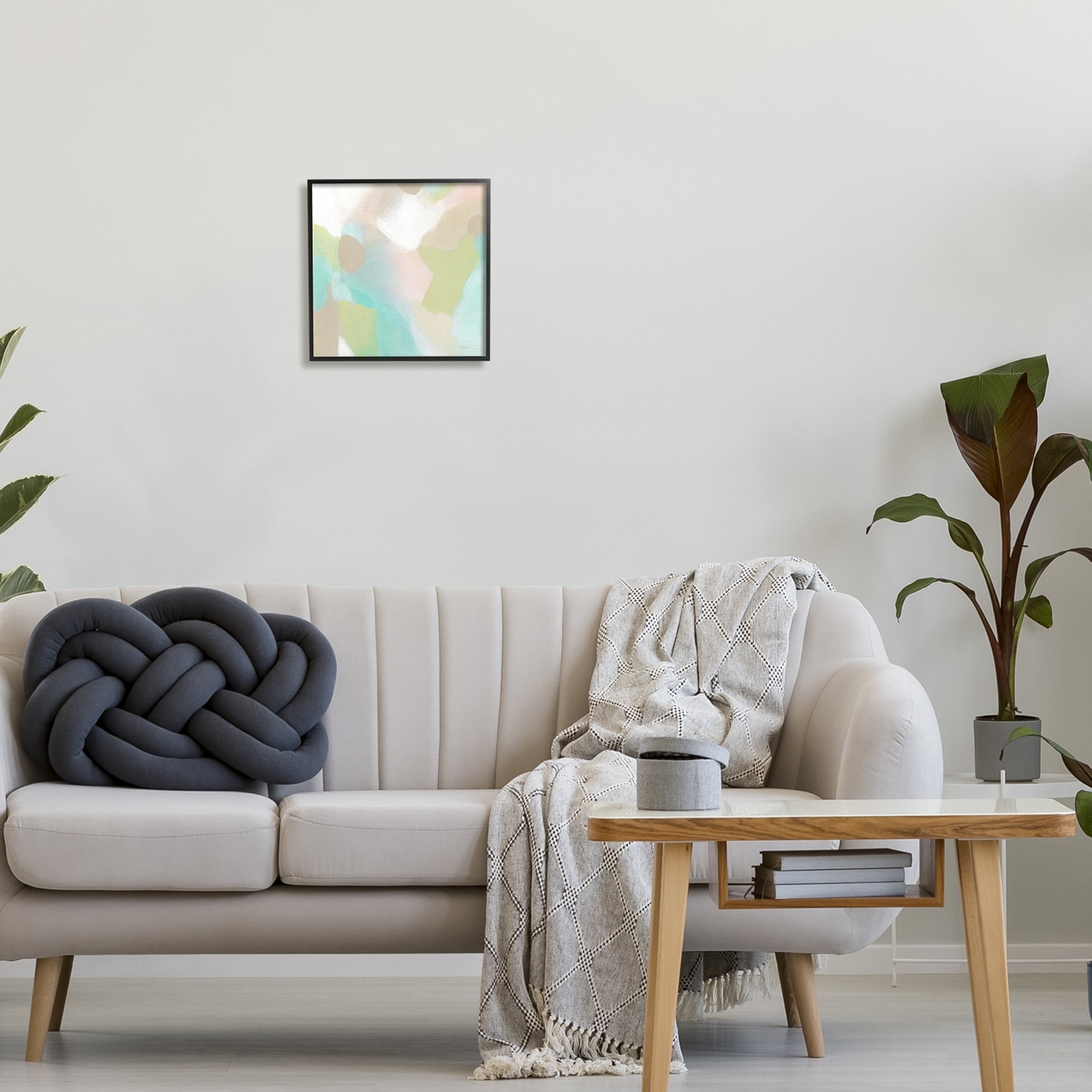 Stupell Industries Modern Fluid Pastel Shapes Soft Green Accent Painting Black Framed Art Print Wall Art, Design by Carol Robinson