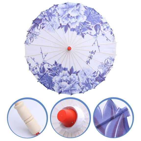 MLINS Blue Oil Paper Umbrella for Decorative Use Not Rainproof Ideal for Restaurant or Festival Display 70cm