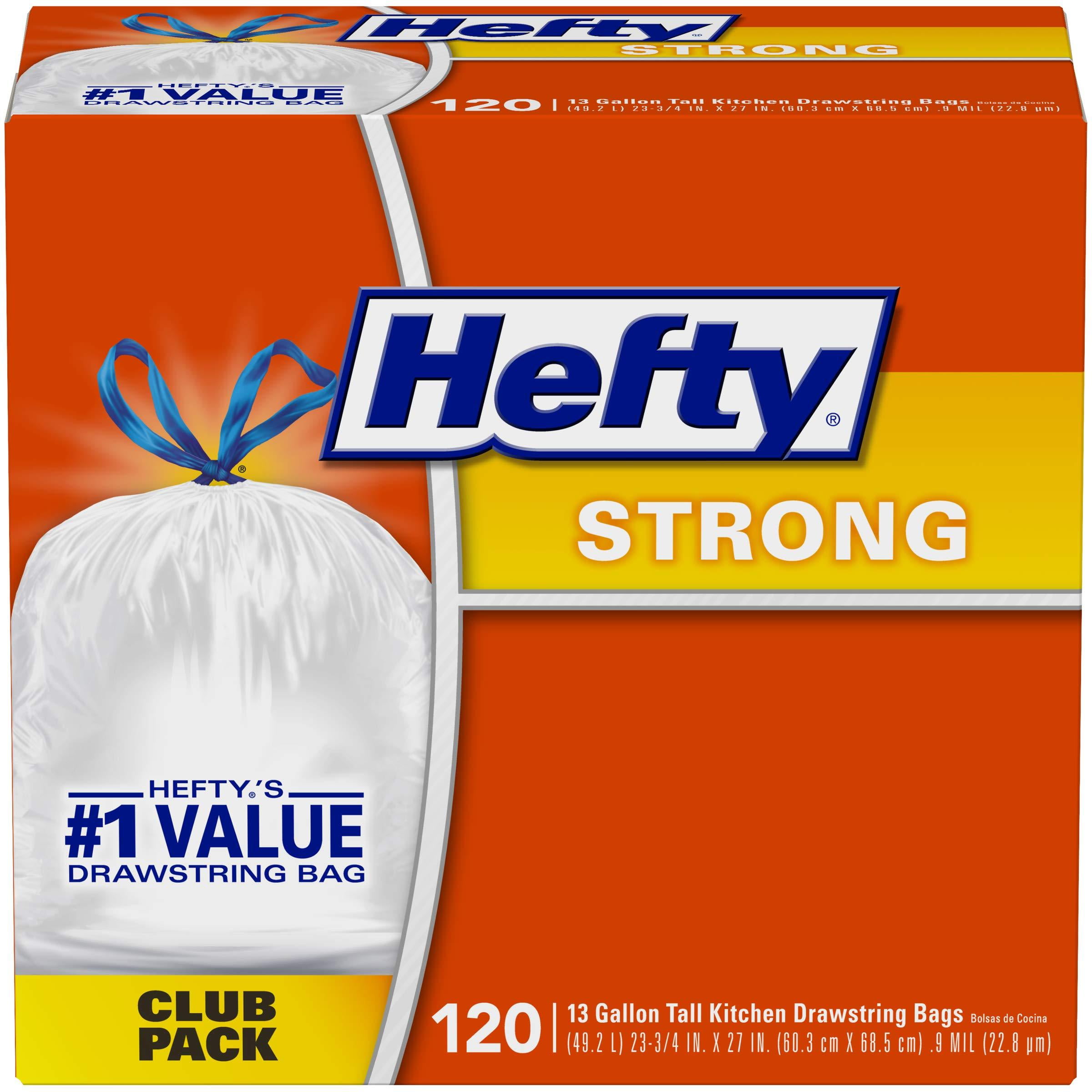 hefty strong tall kitchen trash bags unscented 13 gallon 120 count