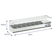 KoolMore 71 in. Eight Pan Refrigerated Countertop Condiment Prep Station with Sneeze Guard.
