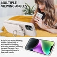 thumbnail image 6 of Compatible for iPhone 14 Pro Case Wallet with Accordion Card Holder, Rotation Finger Ring Holder Stand, Elegant PU Leather Protective Secure Button Shockproof Cover for iPhone 14 Pro, White, 6 of 7