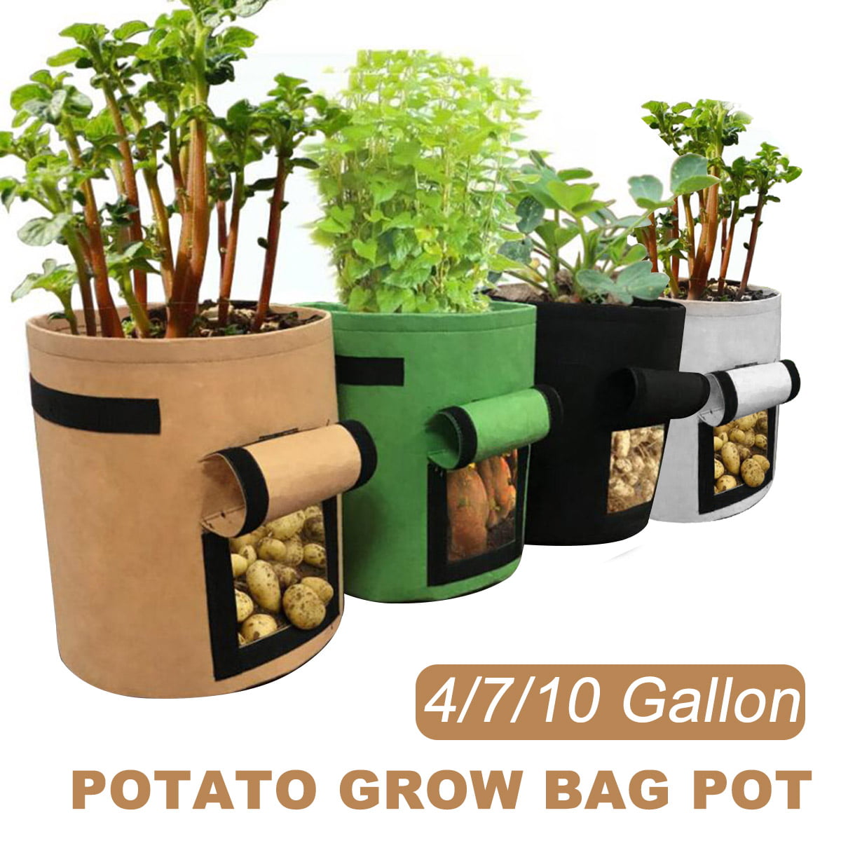 10 Gallon Planting Bag Black Potato Fabric Vegetable Seedling growing pot garden 
