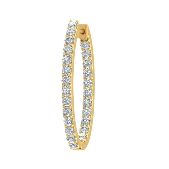 1 1/4 Carat Inside Out Diamond Hoop Earring in 14K Yellow Gold (Single Piece) (I1-I2 Clarity)