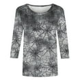 thumbnail image 4 of aohooy Plus Size Women Halloween Shirts 3/4 Sleeve Crewneck Shirt Funny Holiday Tees Pumpkin Witch Ghost Graphic Tee Pullover Tops Multicolor,L, 4 of 5