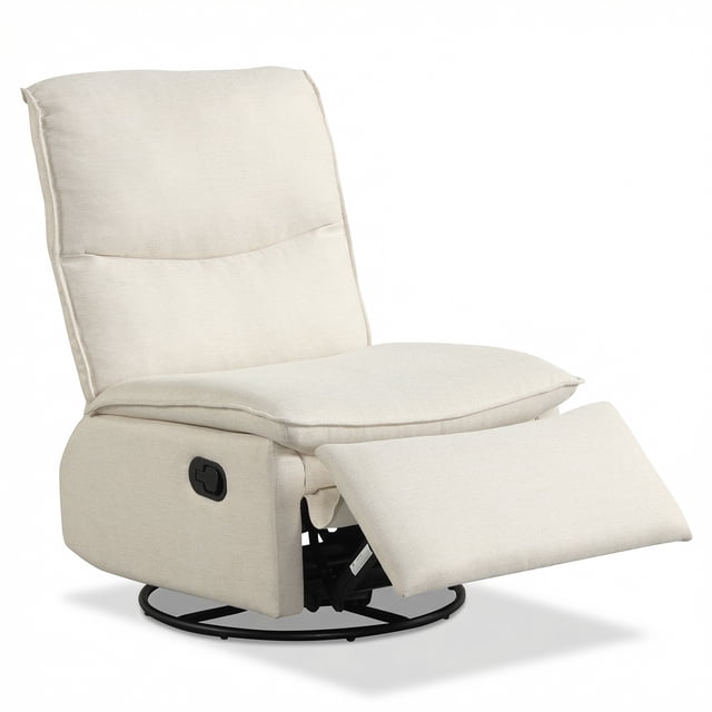 Gymax 360-Degree Nursery Reclining Rocker Chair w/Cushioned Back Seat Footrest for Bedroom Beige