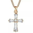 thumbnail image 4 of EOEMY New 925 Silver Cross Crystal Pendant Chain Necklace Womens Jewellery Accessories-Rose Gold, 4 of 9