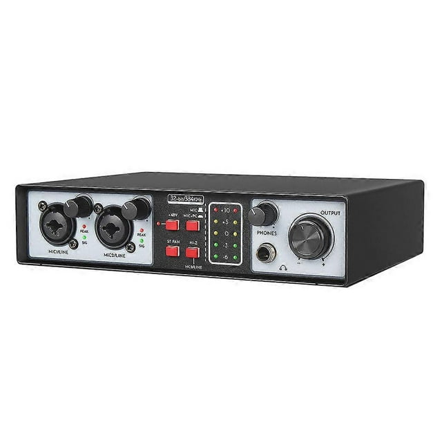 External USB Audio Interface Sound Card 2 in 2 Out USB Computer Driver-Free Sound Card Live Recording Karaoke Mixer