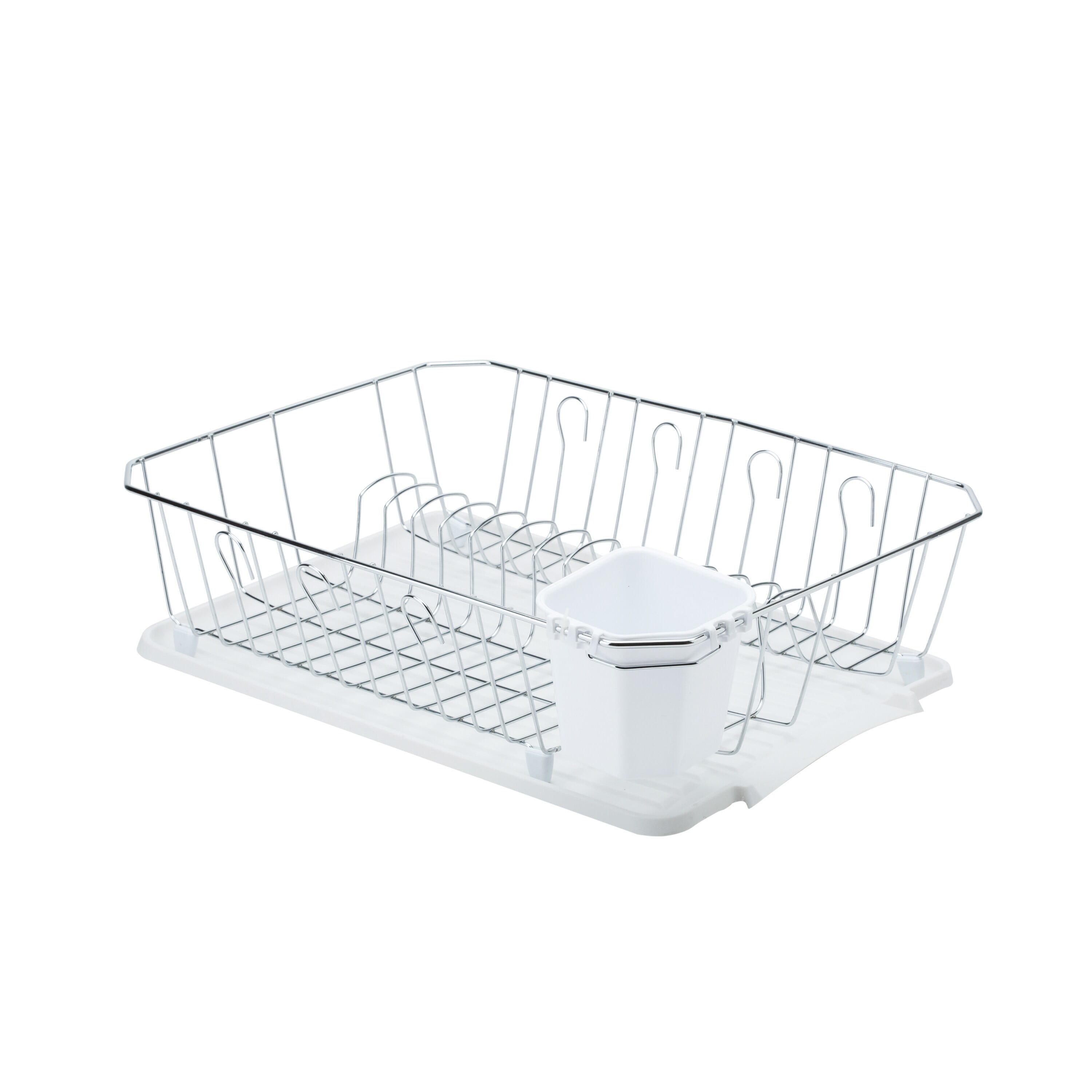 Kitchen Details Chrome 3 Piece Set Dish Rack in White