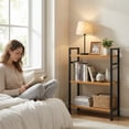 thumbnail image 3 of Atilioo 3 Tiers Bookcase, Wood Bookshelf Tall Display Shelves Storage Organizer for Bedroom, Living Room & Home Office, Yellow, 3 of 9