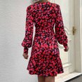 thumbnail image 4 of Vestido de volantes con cuello en V y cinturón con cordones sexy para mujer Fridja  yut4798, 4 of 6