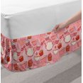 thumbnail image 2 of Tea Party Bed Skirt, Tea Time Themed Illustration with Cherries and Cupcakes of Many Flavors, Elastic Bedskirt Dust Ruffle Wrap Around for Bedding Decor, 4 Sizes, Pink Beige Orange, by Ambesonne, 2 of 2