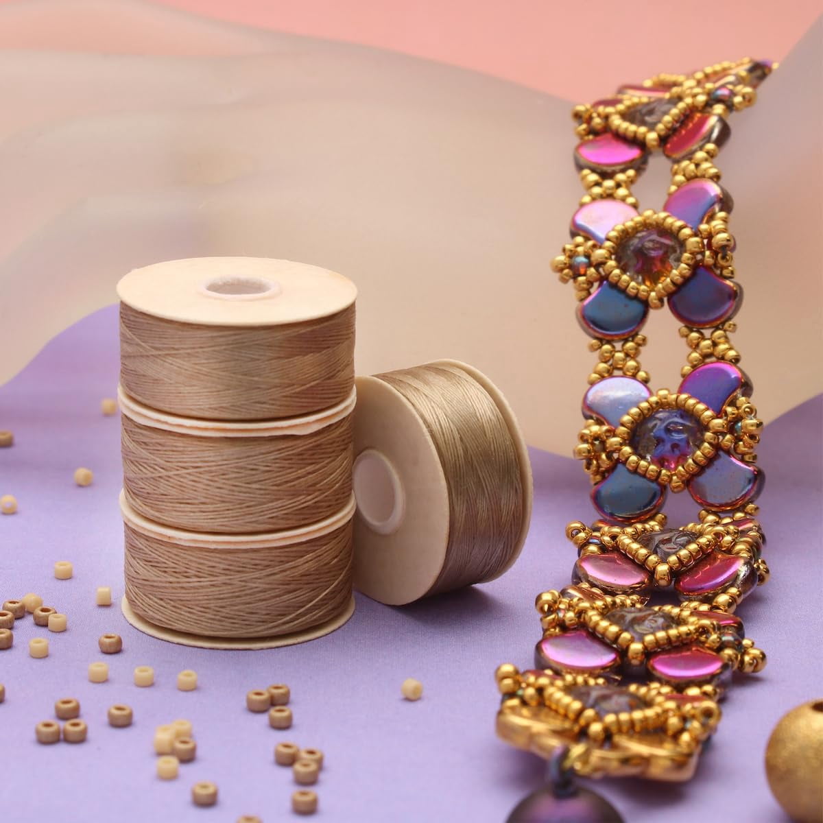 The Beadsmith Nymo Thread – 10-Pack Ash Color – Size 0, .15mm Diameter, 115 Yard/105 Meter Spool – Made of Nylon – Bead Embroidery & Weaving, Off Loom & Loom Work and DIY Craft Projects