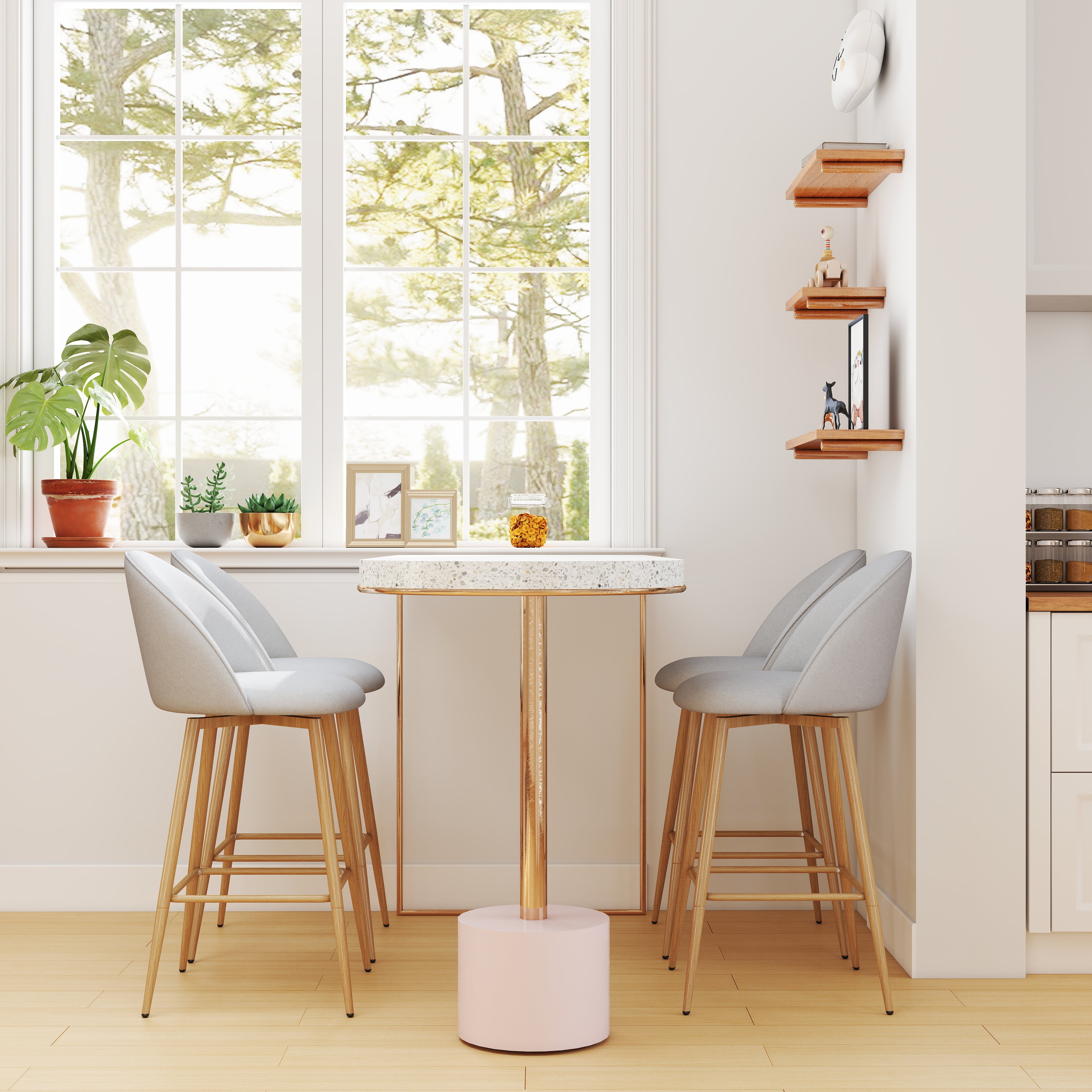 Homy Casa Modern Set of 4 Bar Stool with 360 Swivel