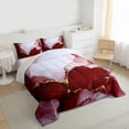 thumbnail image 3 of Manfei Red Marble Full Size Comforter Sets 3-Piece, Abstract Watercolor Art Bedding Comforter Set, Marbling Stone Pattern Bedding Sets, Microfiber Bedroom Decor, 3 of 8