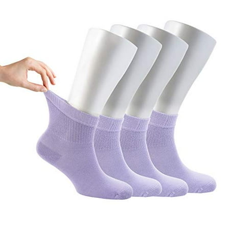 

Cosyfeel Diabetic Socks Women Loose Diabetic Ankle Socks Bamboo Socks For Womens Seamless Toe and Non-binding Top 4 Pairs Diabetics Neuropathy Socks For Women (Lilac Medium)