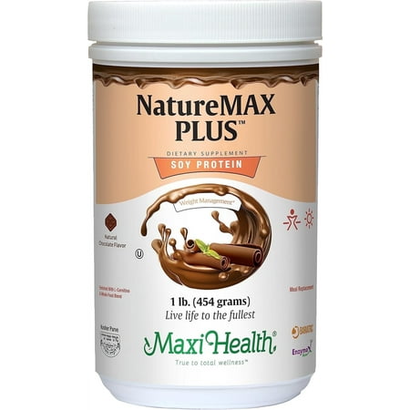 Maxi-Health NatureMAX Plus Soy Protein Powder – Sugar-Free Energy & Muscle Support – 20g Protein, Chocolate, 1lb