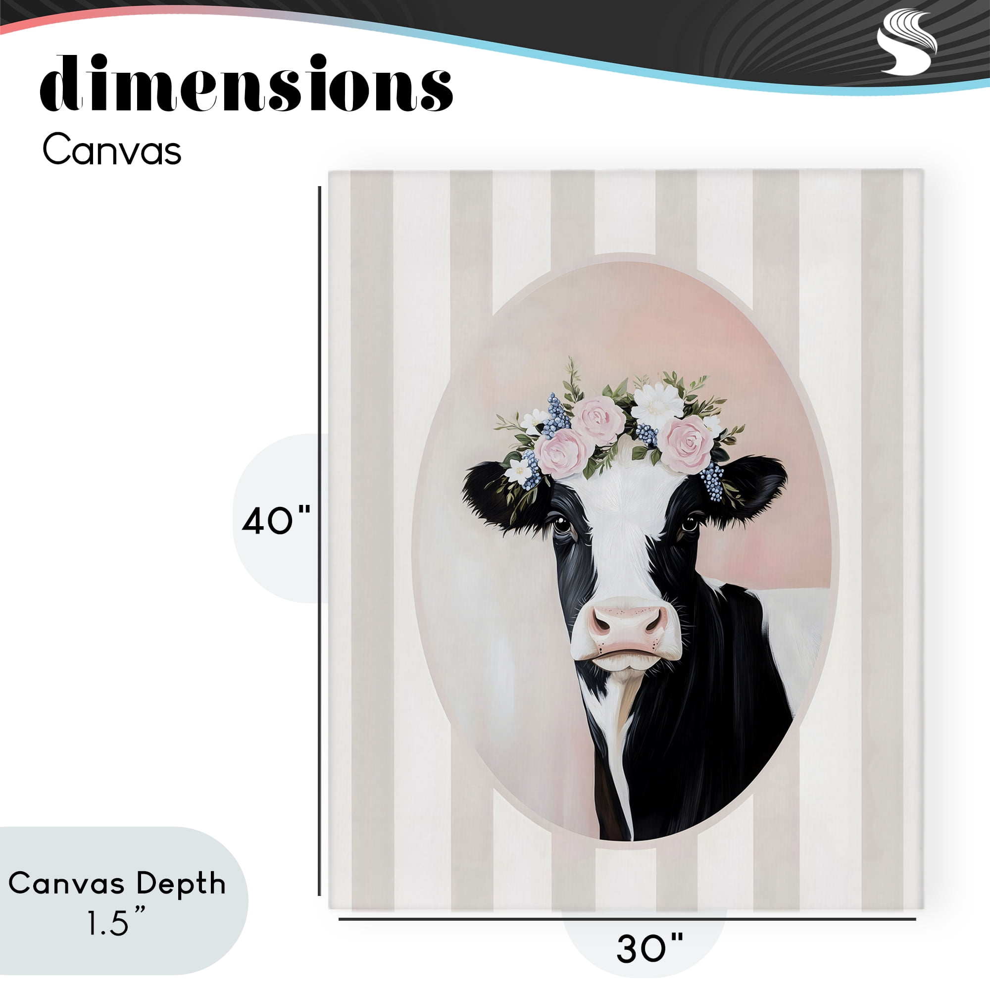 Stupell Industries Soft Cow with Floral Crown Canvas Wall Art, design by Arlington Prints
