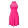 thumbnail image 4 of Duoif Womens Summer Dresses, Women's Summer A Line Sleeveless Boat Neck Dress Club Little Short Dresses Womens Dresses Hot Pink L, 4 of 5