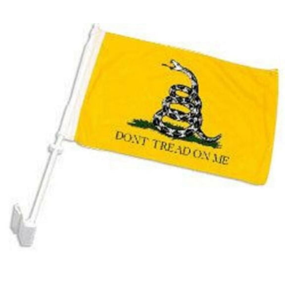 12x15 Gadsden White Snake Double Sided Car Window Vehicle 12"x15" Flag (FI)