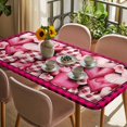 thumbnail image 3 of Valentine's Day Table Cloths for 3 Foot Rectangle Tables, Romantic Love Pink Buffalo Plaid Patio Waterproof Elastic Fitted Tablecloths, Washable Rectangular Table Cover for Camping, 3 of 8