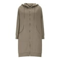 thumbnail image 5 of Long Hoodies for Women 2025 Long Sleeve Zip Up Plain Hooded Sweatshirt with Pockets Cardigan Jacket Coat, 5 of 6