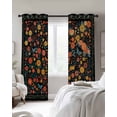 thumbnail image 2 of Boho Black Flowers Blackout Curtains 96 Inch Length 2 Panels Set, Spring Abstract Watercolor Floral Leaf Full Shading Curtains for Windows, Blackout Curtains for Bedroom Living Room 52"x96", 2 of 8