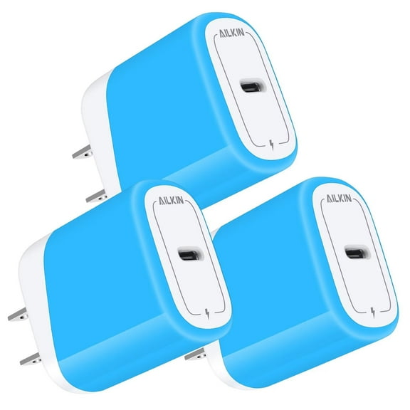 USB C Charger,USB C Wall Charger Block,3PCS AILKIN PD 20W Type C Block Charger Fast Charging Charger Plug Power Adapter USB C Brick Cube for Android Fast Charging