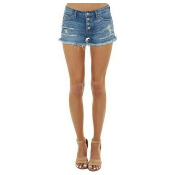 Skyhi Women's BLUE Denim Jean Shorts cut-off distressed SIZE 12