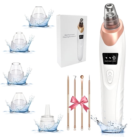 XIRQI Blackhead Remover Vacuum Pore Extractor Kit - Blackhead Extractor Tool with 3 Adjustable Suction Levels, 5 Probes, USB Rechargeable, Suitable for Women and Men