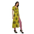 thumbnail image 3 of Moomaya Longues Robes Tuniques en Coton Imprimé à Manches Courtes avec Fente avant pour Femmes, 3 of 6