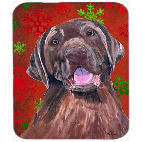 Carolines Treasures  Labrador Red And Green Snowflakes Christmas Mouse Pad