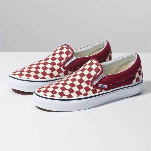 Vans Classic Slip On Checkerboard Rumba Red Men's Classic Skate Shoes ...