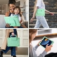 thumbnail image 4 of 3 Layers Case for iPad 9th/8th/7th Generation with Kickstand / Nylon Shoulder Strap / Pencil Holder, Military Grade Protection Rugged Case Cover for iPad 10.2 Inch 2021/2020/2019, Mintgreen, 4 of 5