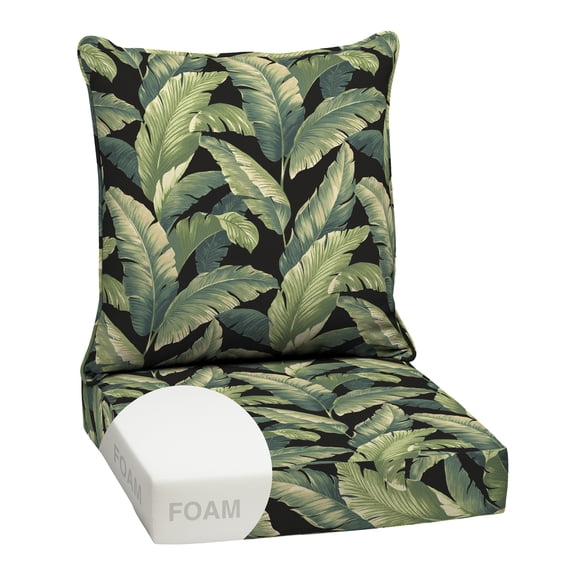 ARDEN Outdoor Foam Deep Seat Cushions Set, 24x24, Premium High-Density Foam, Never Flattens, Weather-Proof for Patio Chair Sofa Couch, Onyx Cebu