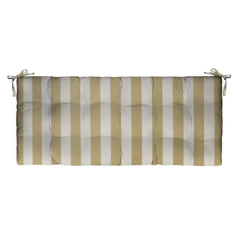 Rsh dcor Indoor Outdoor 2 Tufted Bench Cushion with Ties (36 x 14 x 2), Cancun & White Stripe