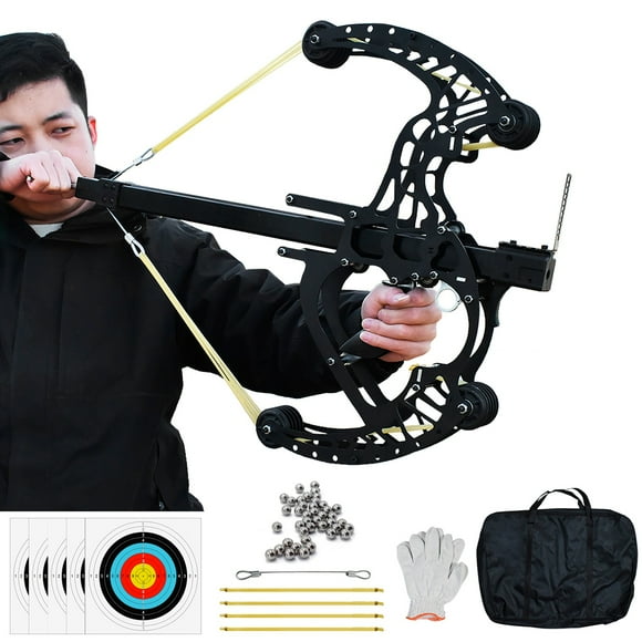 Piaoyu 28 Inch Ball Bearing Bow, Compound Bow Set That Shoots Steel Balls, Right Handed Hunting Bows for Adults,black