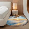 thumbnail image 2 of Round Area Rug 5ft, Sunset Beach Non-slip Area Rugs for Living Room/Bedroom/Bathroom/Kitchen, Spray Ocean Waves Sky Nature Scenery Washable Throw Floor Mat Indoor Outdoor Entrance Doormat, 2 of 9