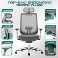 thumbnail image 5 of COLAMY ATLAS Ergonomic Mesh Office Chair, High Back Computer Executive Desk Chair with Adjustable Headrest and 4D Arms, Slide Seat, Tilt Lock-Light Grey, 5 of 10