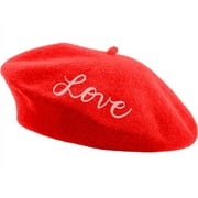 Colorful Women's Red Embroidered Beret Hats