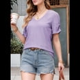 thumbnail image 4 of Top de Punto Texturizado de Color Liso con Mangas Abullonadas y Cuello en V en XL, 4 of 5