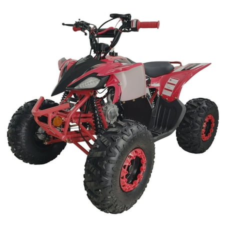 Supermach Upgraded 125cc ATV for Kids Youth ATV by Cheetah ATV 125 gas 4 wheeler with Reverse and BIG Tires - Red color